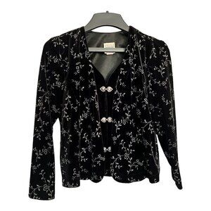 Vintage R&M Richards Dark Academia Black Silver Whimsigoth Velvet Top Blazer 6P